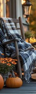Blanket on the fall porch rocker