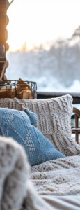 Winter porch with blanket and cousions